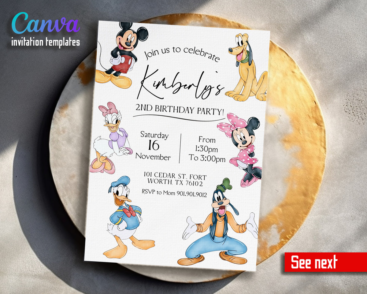 Clubhouse Mickey Mouse customizable invitation template | Share or Print |  | XQ723