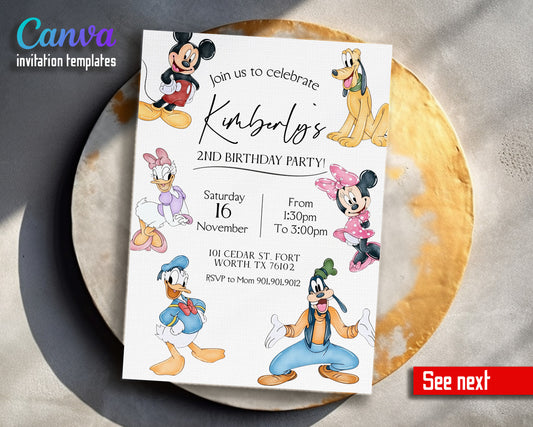Clubhouse Mickey Mouse customizable invitation template | Share or Print |  | XQ723