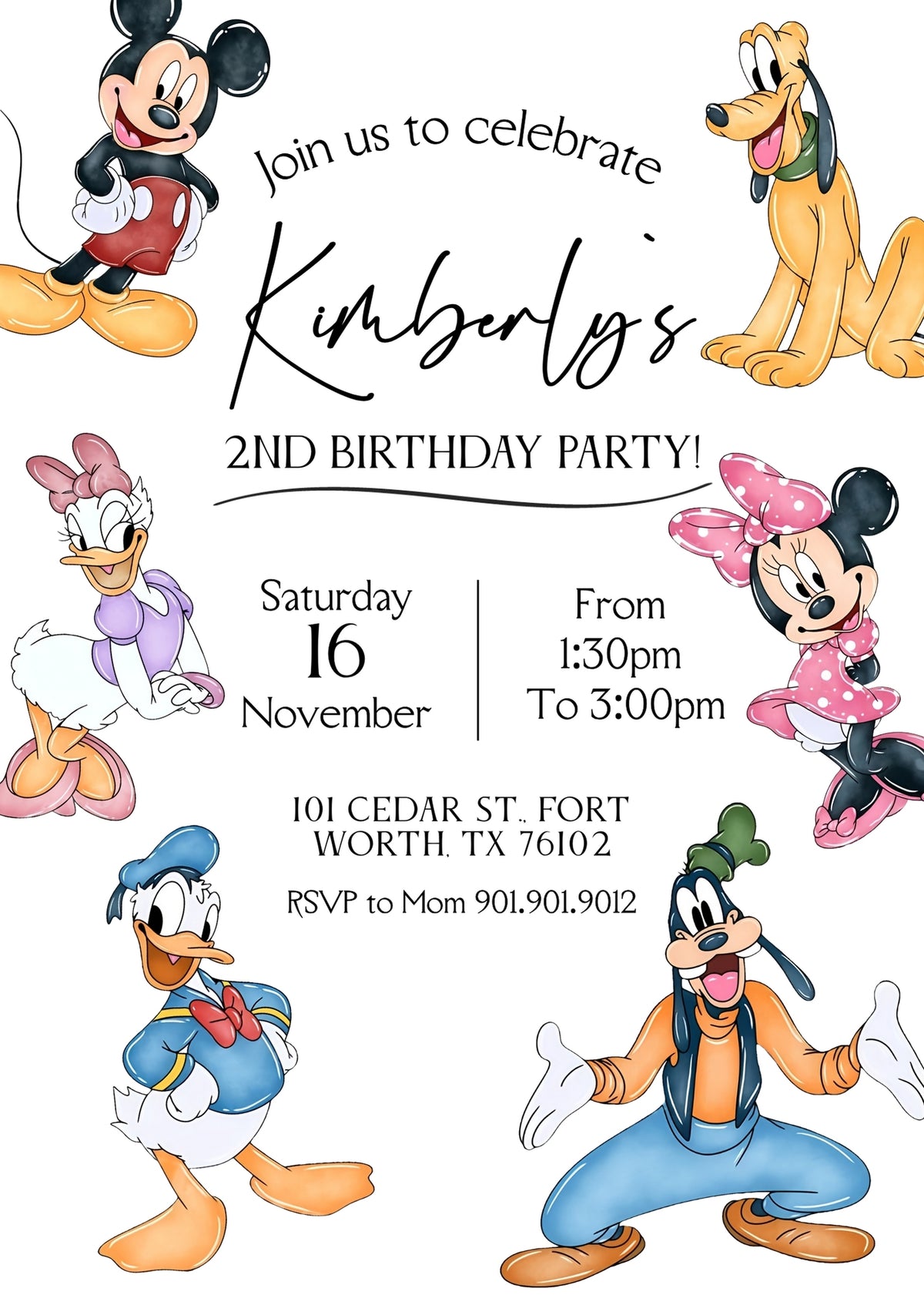 Clubhouse Mickey Mouse customizable invitation template | Share or Print |  | XQ723