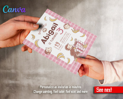 Curious George Monkey customizable invitation template | Share or Print |  | JT561