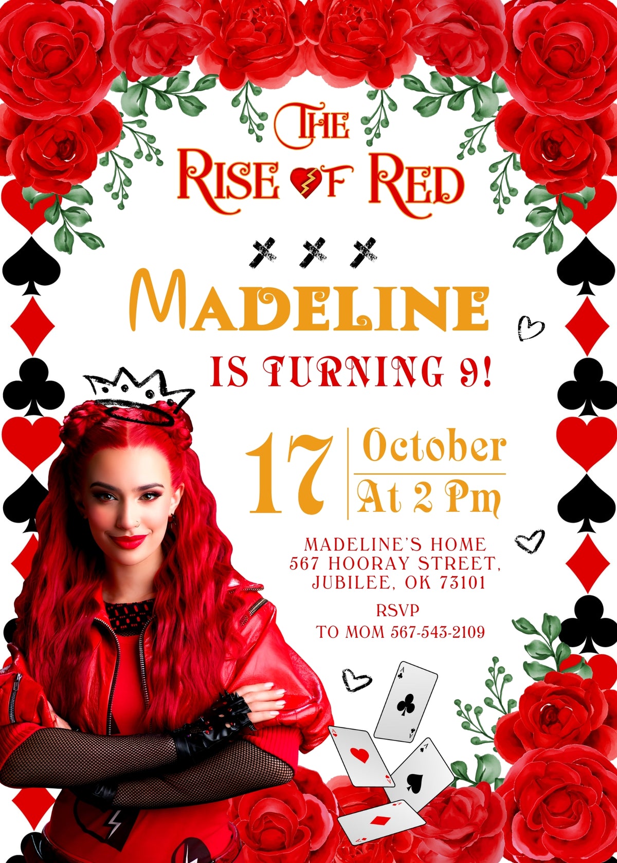 Descendants The Rise of Red Disney customizable invitation template | Share or Print |  | NE154