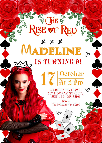 Descendants The Rise of Red Disney customizable invitation template | Share or Print |  | NE154