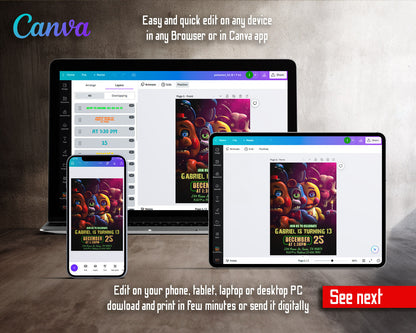 Five Nights at Freddy's customizable invitation template | Share or Print |  | KN063