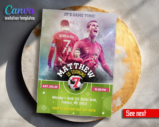 Ronaldo Fifa Soccer customizable invitation template | Share or Print |  | EP905