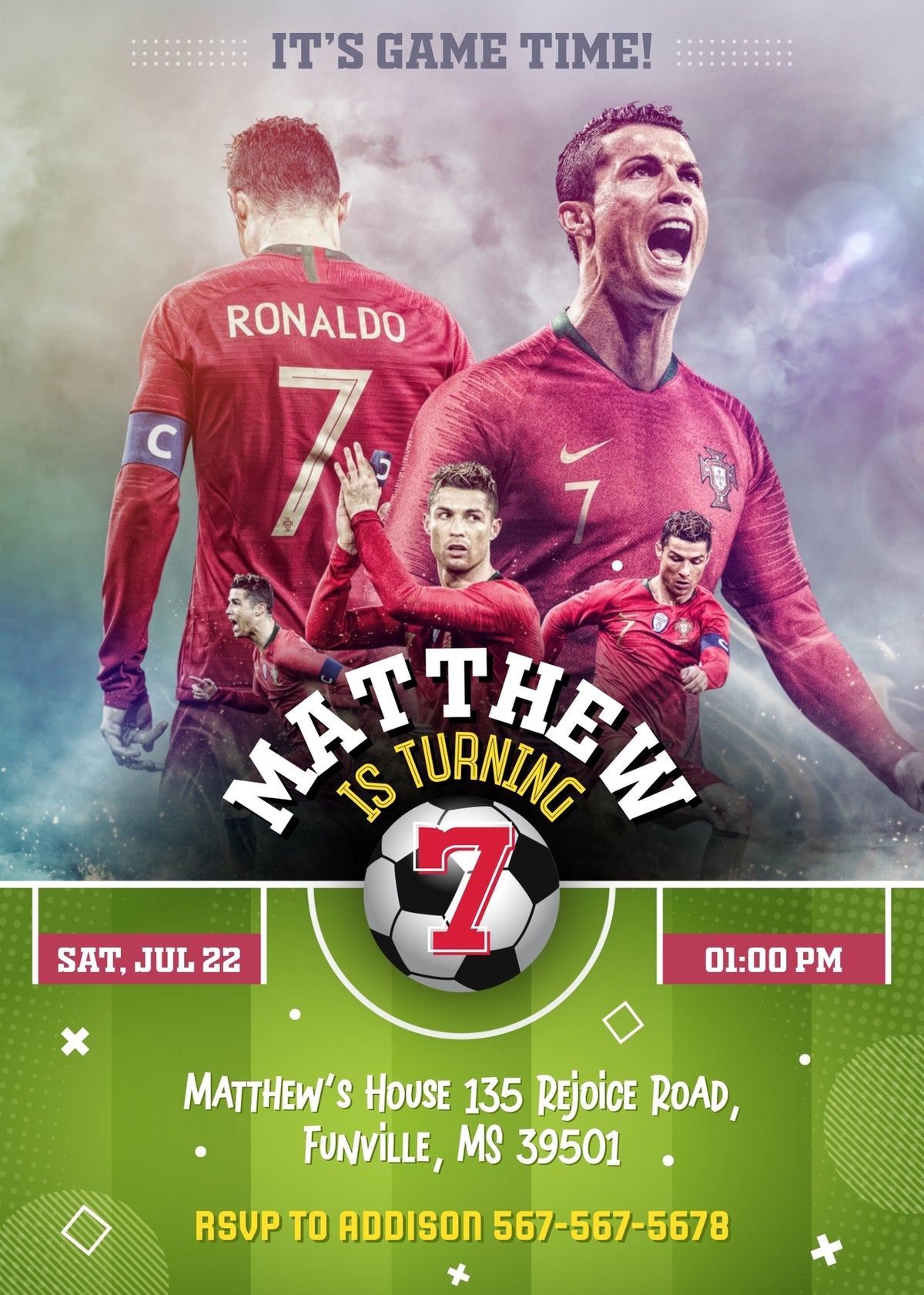 Ronaldo Fifa Soccer customizable invitation template | Share or Print |  | EP905