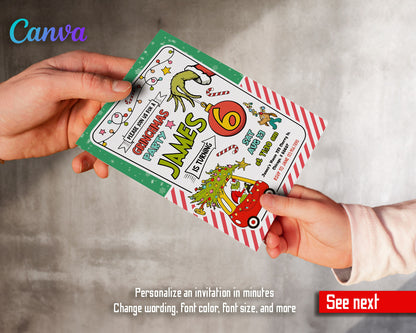 The Grinch Merry Grinchmas customizable invitation template | Share or Print |  | VJ040