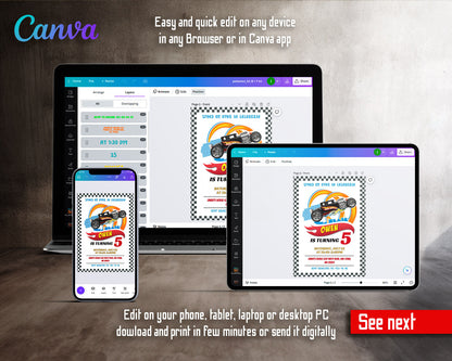 Hot Wheels Racing customizable invitation template | Share or Print | boy | AD650