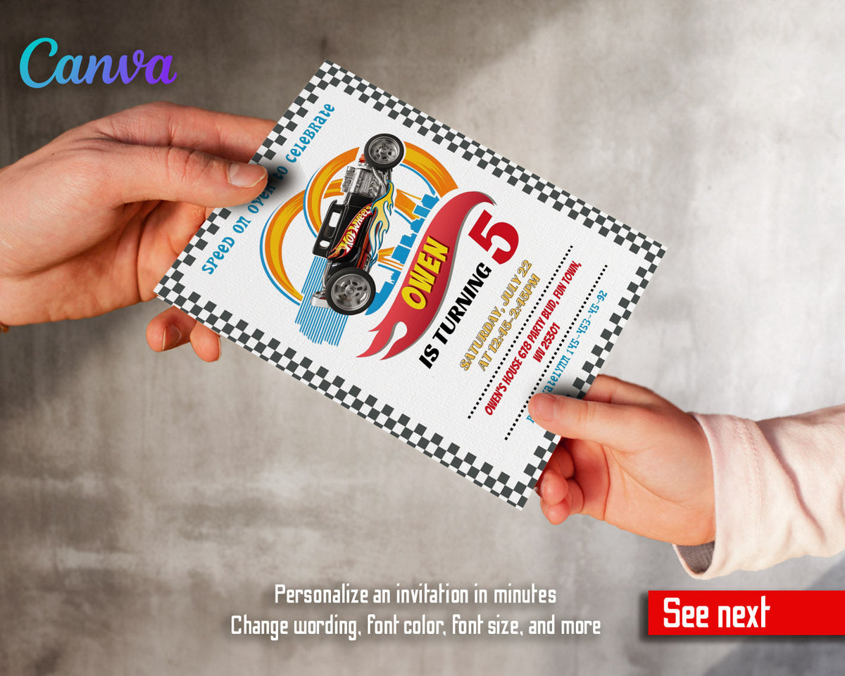Hot Wheels Racing customizable invitation template | Share or Print | boy | AD650