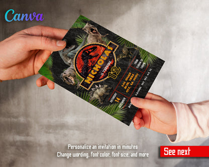 Jurassic Park Dinosaur customizable invitation template | Share or Print |  | ZO526