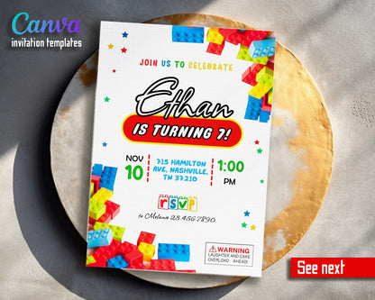 Lego customizable invitation template | Share or Print |  | MQ339
