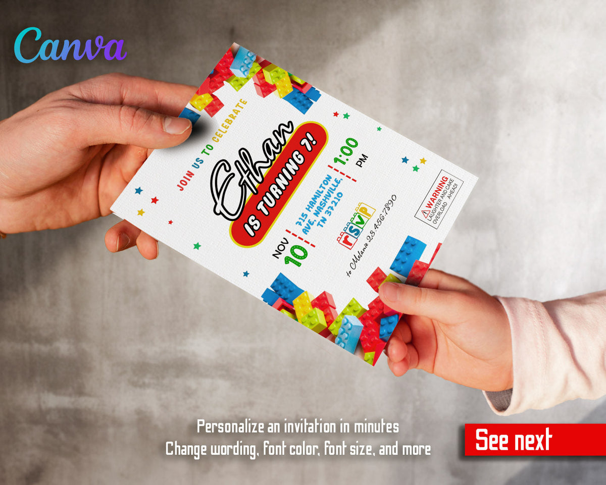 Lego customizable invitation template | Share or Print |  | MQ339