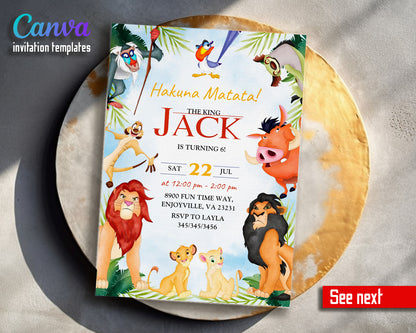 Lion King Simba customizable invitation template | Share or Print |  | HB218