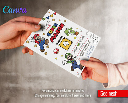 Super Mario Bros customizable invitation template | Share or Print |  | VF463