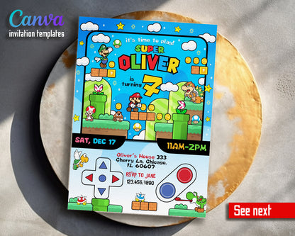 Super Mario Bros customizable invitation template | Share or Print |  | IN907