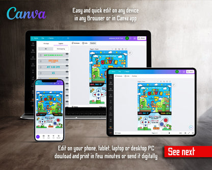 Super Mario Bros customizable invitation template | Share or Print |  | IN907