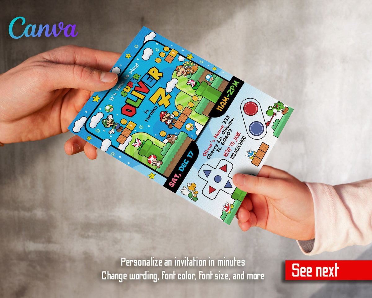 Super Mario Bros customizable invitation template | Share or Print |  | IN907