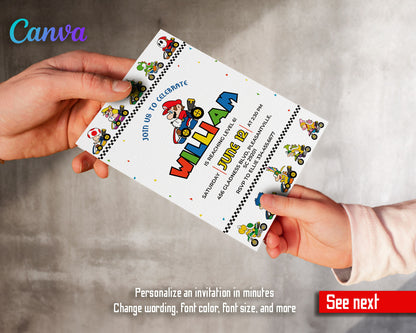 Mario Kart Gamer customizable invitation template | Share or Print | boy | BL758