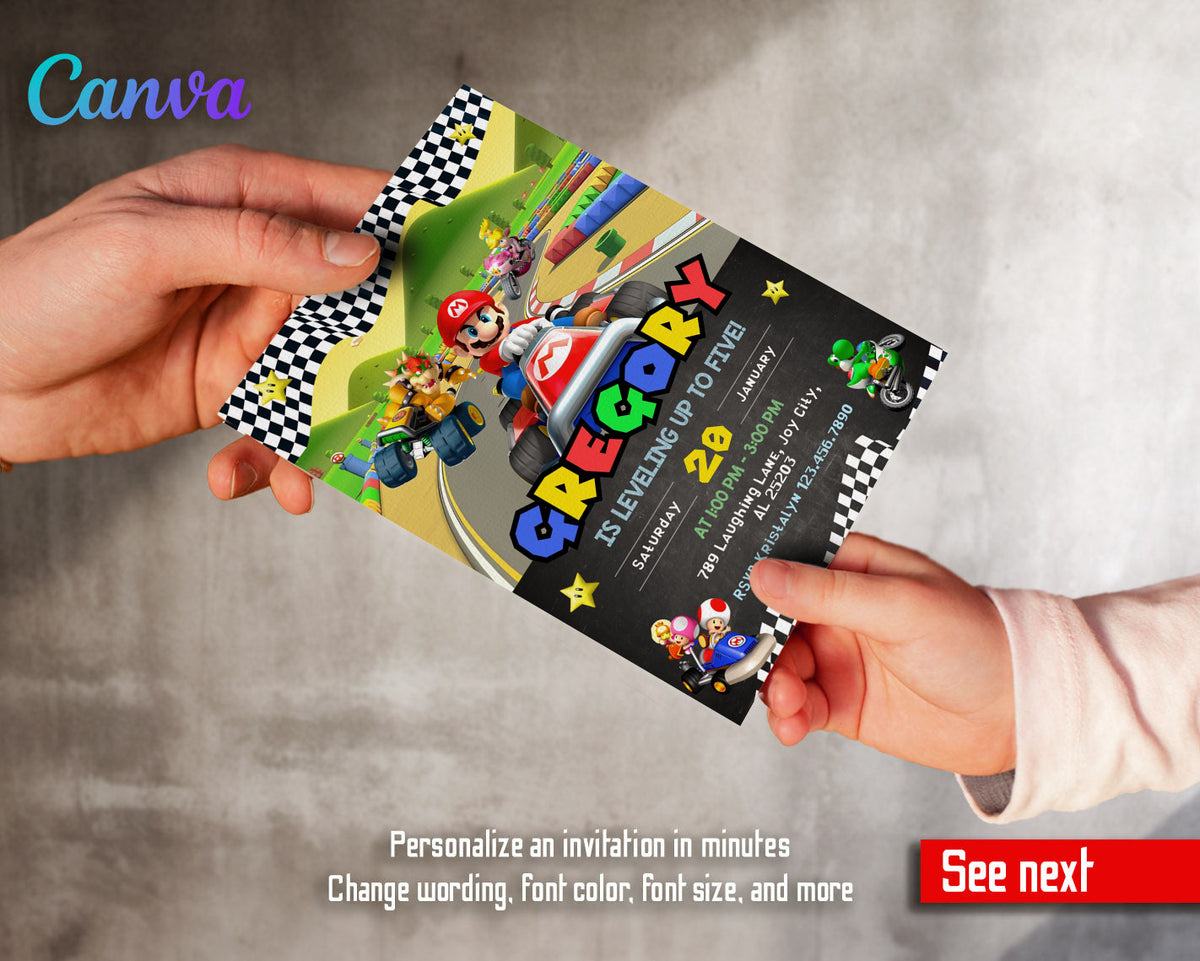 Mario Kart Gamer customizable invitation template | Share or Print | boy | VZ531
