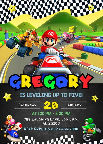 Mario Kart Gamer customizable invitation template | Share or Print | boy | VZ531