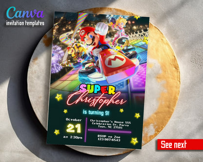 Mario Kart Gamer customizable invitation template | Share or Print | boy | RV603