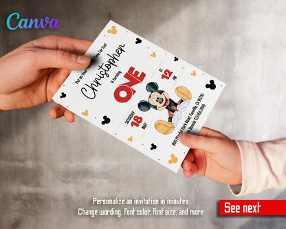 Mickey Mouse 1st Birthday customizable invitation template | Share or Print |  | NT889