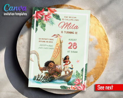 Moana Princess customizable invitation template | Share or Print | girl | WN512