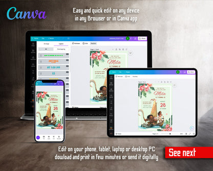 Moana Princess customizable invitation template | Share or Print | girl | WN512