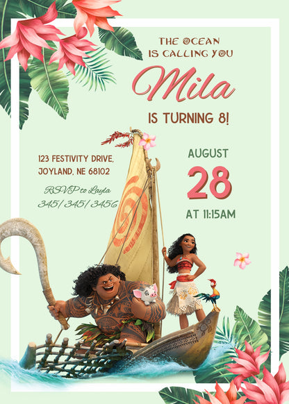 Moana Princess customizable invitation template | Share or Print | girl | WN512