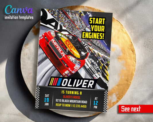 Nascar Racing Ricky Bobby customizable invitation template | Share or Print | boy | CV476
