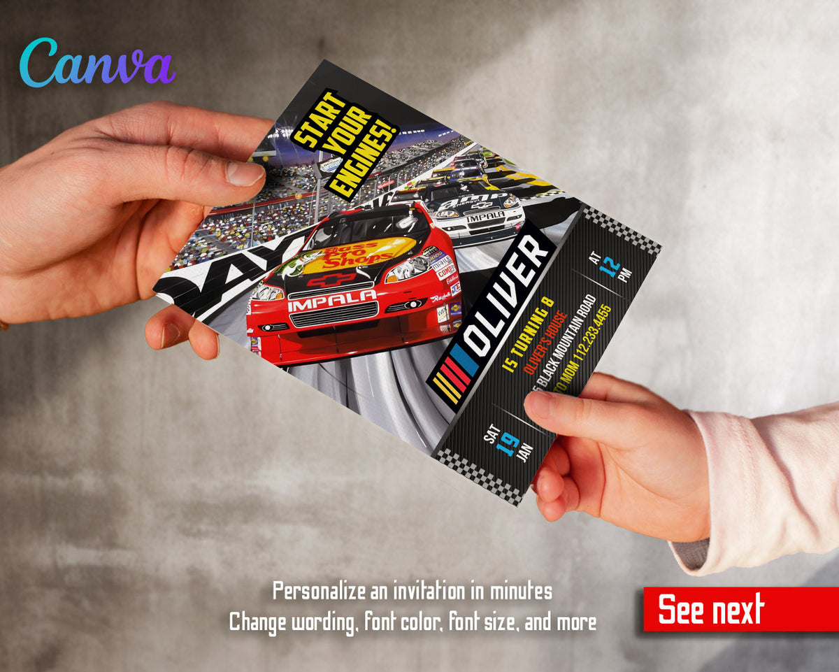 Nascar Racing Ricky Bobby customizable invitation template | Share or Print | boy | CV476