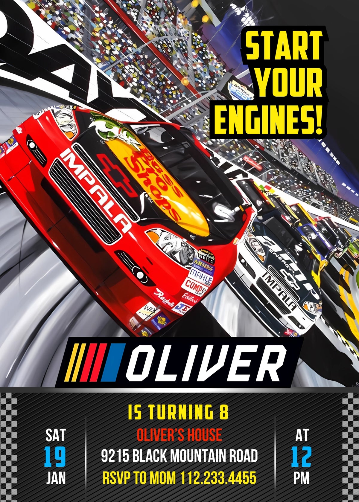 Nascar Racing Ricky Bobby customizable invitation template | Share or Print | boy | CV476
