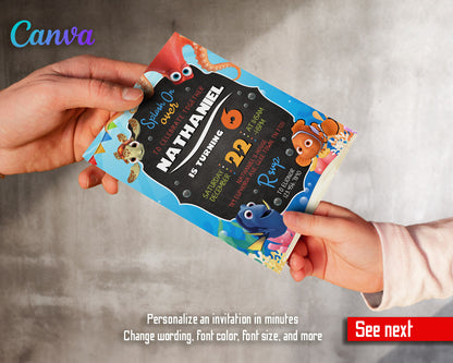 Finding Nemo customizable invitation template | Share or Print |  | XH232