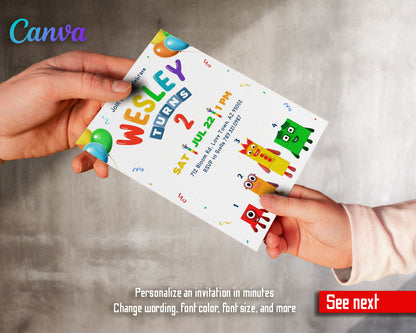 Numberblocks customizable invitation template | Share or Print |  | CS942