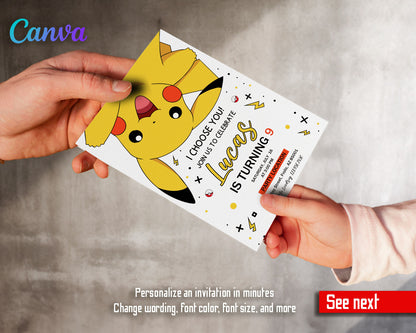 Pokemon Pikachu customizable invitation template | Share or Print |  | VN614