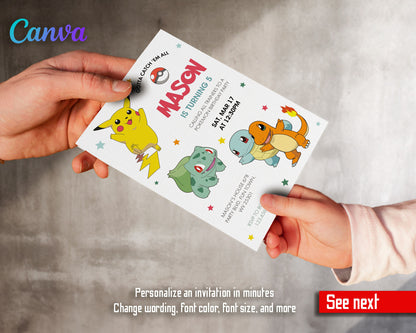Pokemon Pikachu customizable invitation template | Share or Print |  | IZ657
