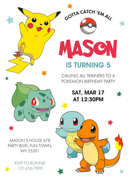 Pokemon Pikachu customizable invitation template | Share or Print |  | IZ657