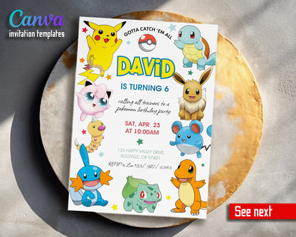 Pokemon Pikachu customizable invitation template | Share or Print |  | JO667