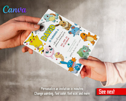 Pokemon Pikachu customizable invitation template | Share or Print |  | JO667