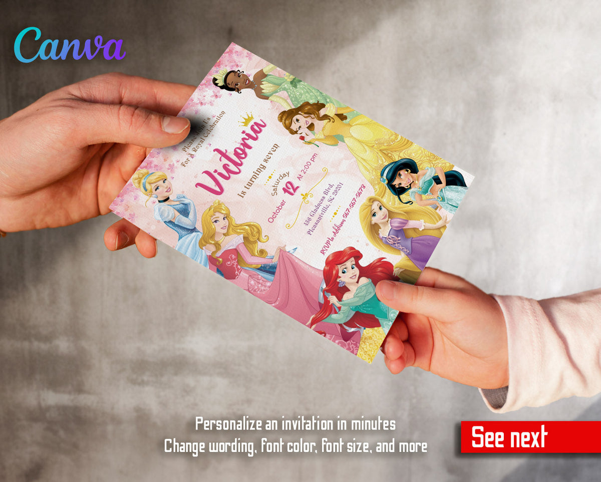Disney Princess customizable invitation template | Share or Print | girl | SZ963