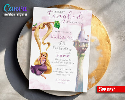 Rapunzel Princess Tangled customizable invitation template | Share or Print | girl | TN741