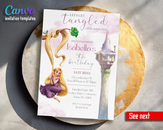 Rapunzel Princess Tangled customizable invitation template | Share or Print | girl | TN741
