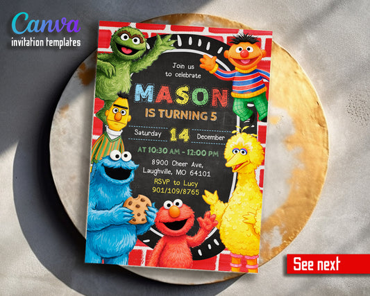 Sesame Street customizable invitation template | Share or Print |  | OU678