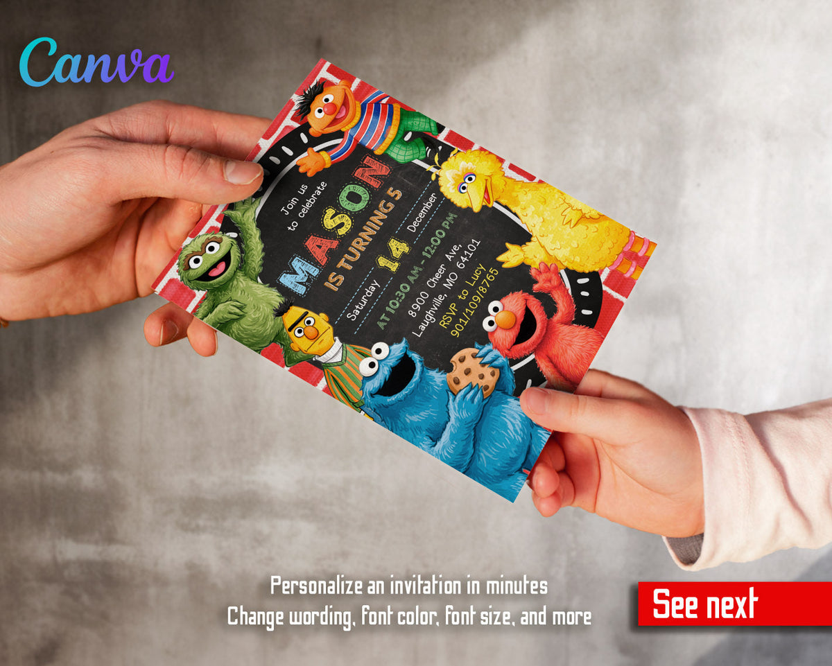Sesame Street customizable invitation template | Share or Print |  | OU678