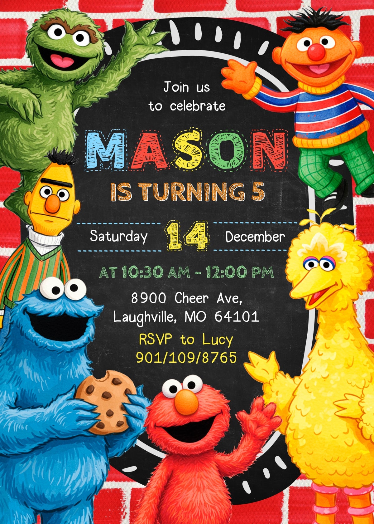 Sesame Street customizable invitation template | Share or Print |  | OU678