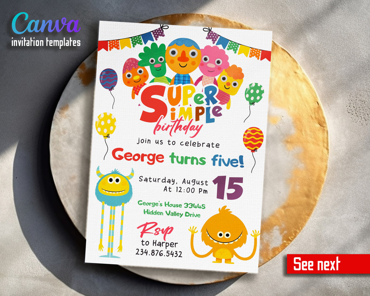 Super Simple Songs customizable invitation template | Share or Print |  | HR034