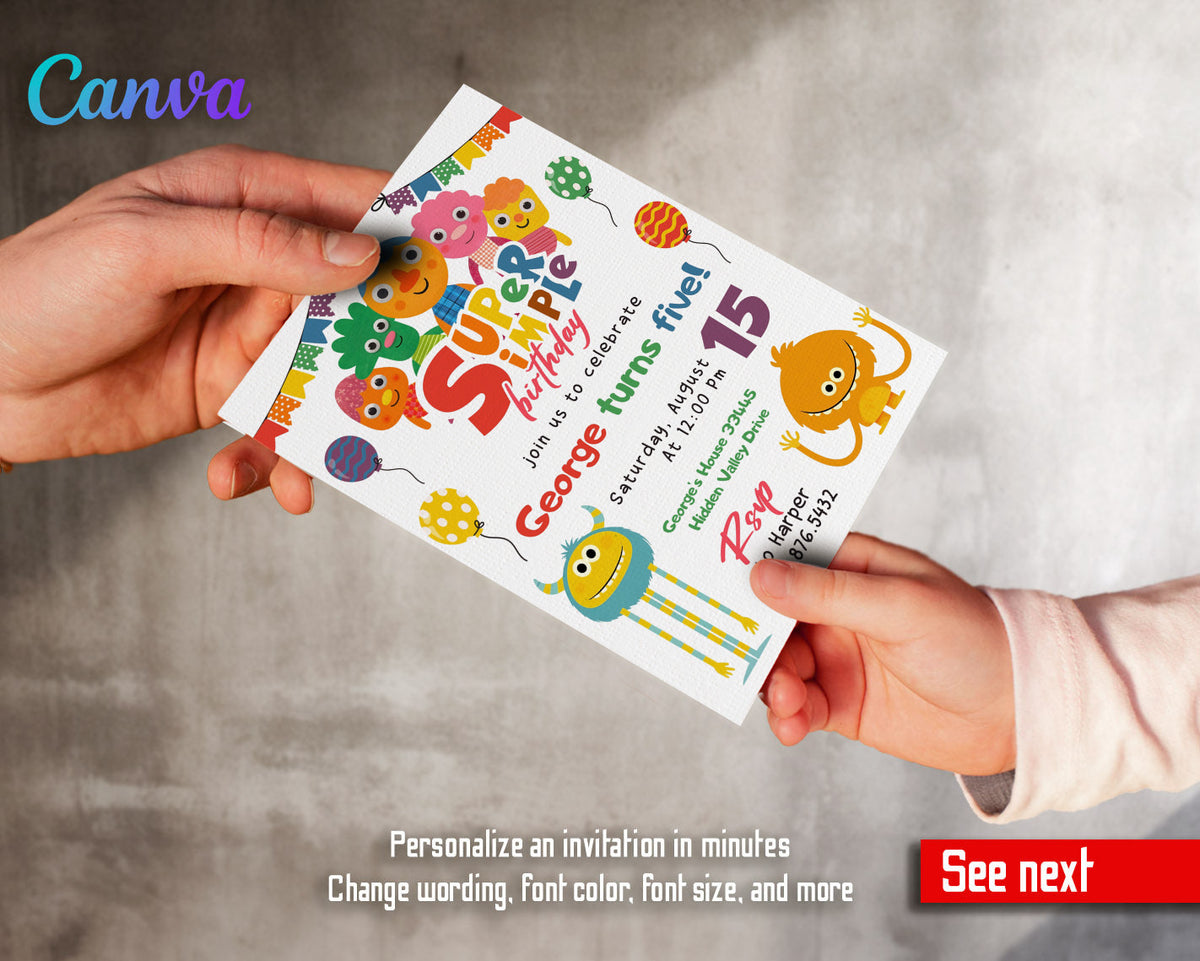 Super Simple Songs customizable invitation template | Share or Print |  | HR034