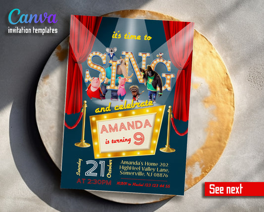 Sing Two Karaoke customizable invitation template | Share or Print |  | ZX117