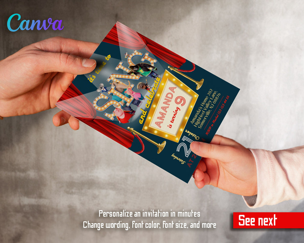 Sing Two Karaoke customizable invitation template | Share or Print |  | ZX117
