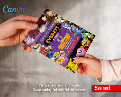 Super Smash Mario Bros customizable invitation template | Share or Print |  | XD539
