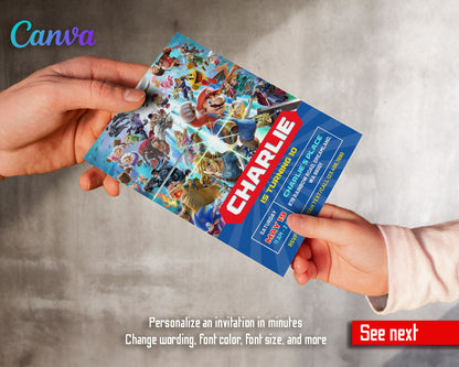 Super Smash Mario Bros customizable invitation template | Share or Print |  | GH790